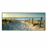 Sufanic Beach Canvas Wall Art for Bathroom Wall Decor Ocean Pictures Seaside Canvas Print Seascape Painting Unframed Blue Artwork for Modern Coastal Themed Lake Home Bedroom,16x48inch