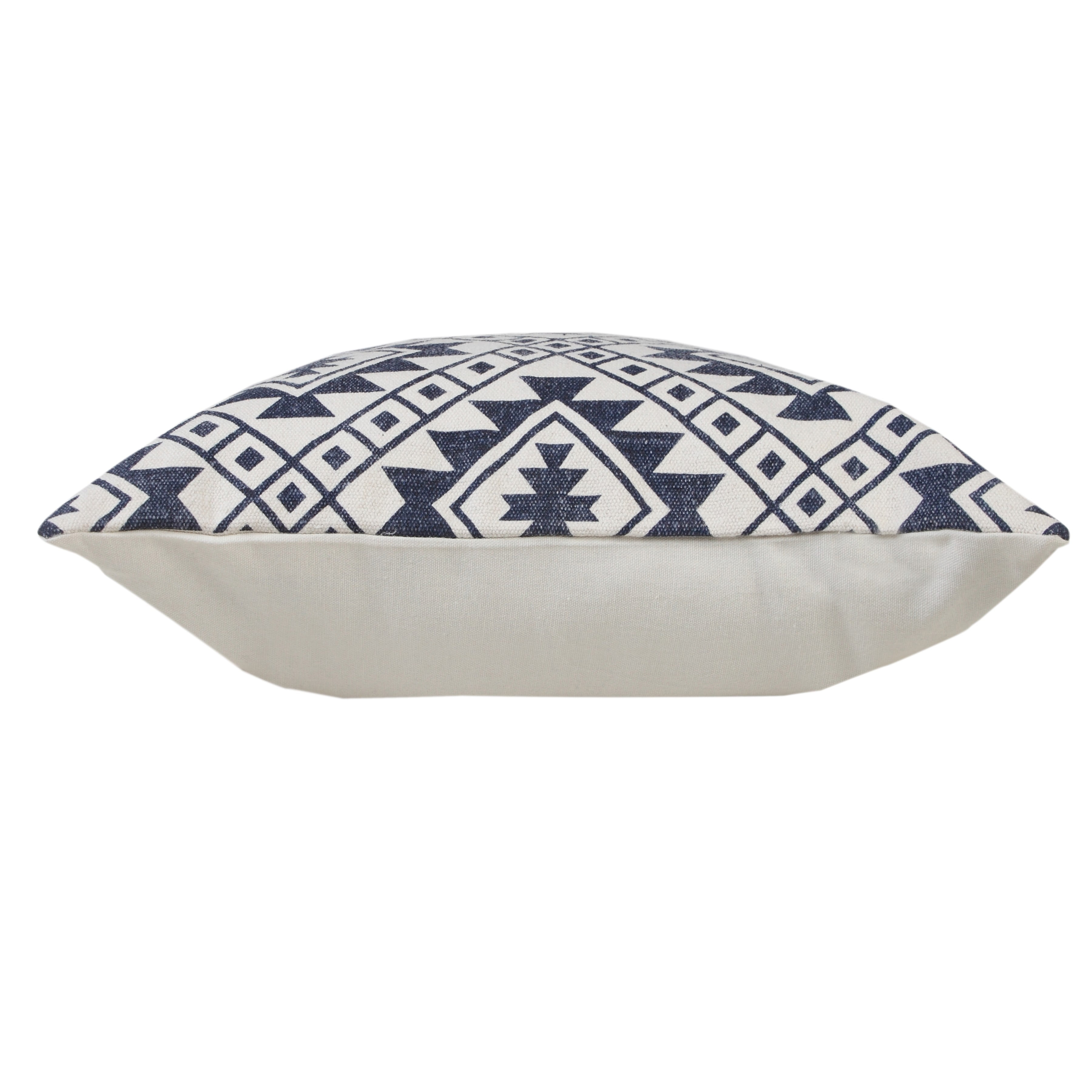 Ox Bay 20" x 20" Hand-Woven White/ Blue Geometric Organic Cotton Pillow Cover