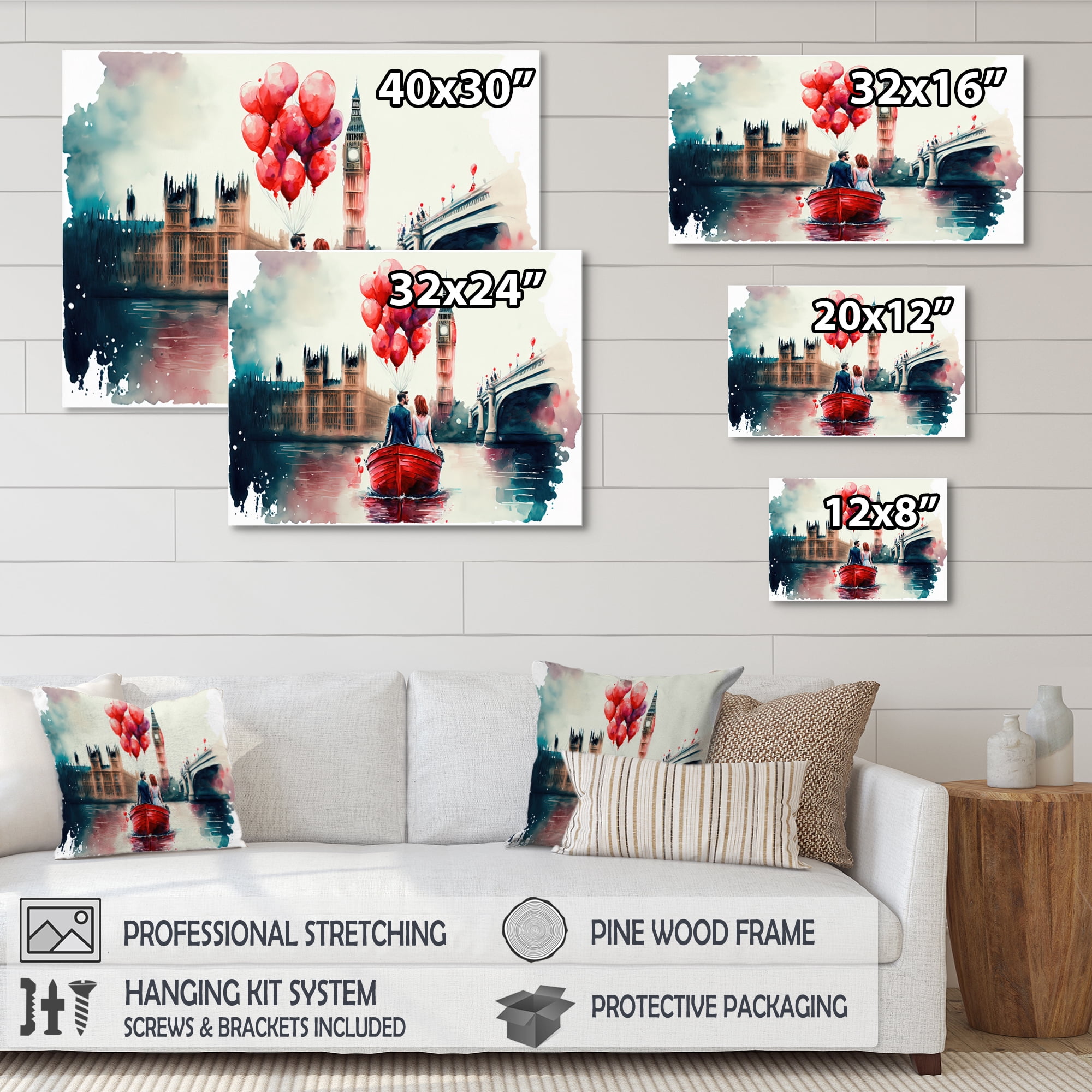 Designart Romantic Couple On The Water II Canvas Wall Art