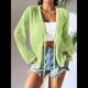thumbnail image 4 of Cárdigan Informal de Playa para Mujer, de Larga, con Aberturas y Lazo Frontal de Crochet. Verde L, 4 of 7
