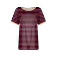 thumbnail image 5 of cfhntfmh Summer Tops for Women 2024 Trendy Print Short Sleeve Lounge Shirts Color Block Loose Round Neck Basic Tees, 5 of 5