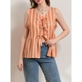 thumbnail image 2 of Biezeib Women's Striped Tank Tops Loose Round Neck Front Tie Up Ruffled Sleeveless Blouse for Summer, 2 of 6