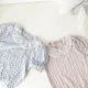 thumbnail image 3 of Cutemily-Camiseta de algodón calada de punto para niña, Top de manga corta con cuello redondo y cuello abatible, Top transpirable con bloques de Color, 3 of 5