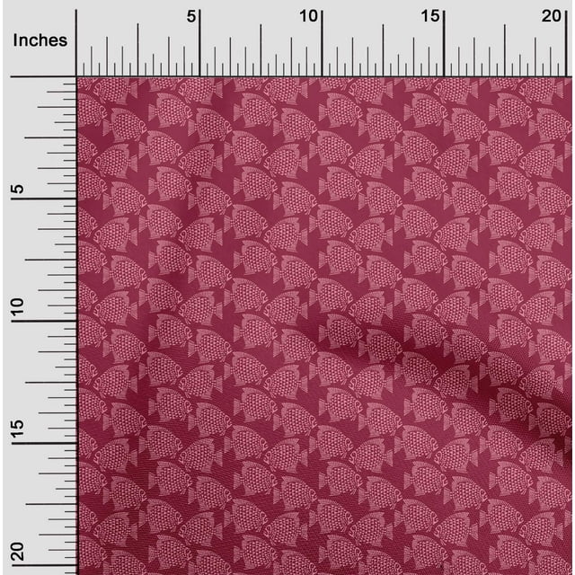 oneOone Tissu Polyester Lycra Imprimé Poisson en Blocs Tissu de Couture BTY 56 Pouces de Large