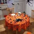 thumbnail image 1 of Haperlare 60" Round Halloween Tablecloth Waterproof Washable Tablecloth Scary Themed Table Cover for Holiday Dinner Party Decoration, Orange, 1 of 6