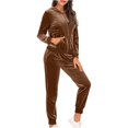 thumbnail image 4 of BLOCLOALO 2 Piece Lounge Set Long Sleeve Pullover Sweatshirts Outfits Setss Loungewear Hoodie and Joggers Sweatpants Sweatsuitss Zip Up Hoodie Women Plus Size Workout Sets Trendy Lounge Sets Brown S, 4 of 6