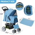 thumbnail image 2 of Wubio 4 Wheels Pet Stroller, Foldable Dog Cat Stroller for Small Medium Dogs Cats, Travel Carrier with Storage Basket and Cup Holder, Waterproof and Lightweight (Blue), 2 of 16