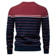 thumbnail image 5 of successthop Striped Sweaters for Men Long Sleeve Chunky Crewneck Pullover Tops Ribbed Cuff Color Block Clothes, 5 of 5