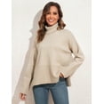 thumbnail image 6 of PrettyGuide Women's Oversized Turtleneck Sweaters Casual Long Sleeve Side Slit Knit Tunic Pullover Sweater Tops, 6 of 9