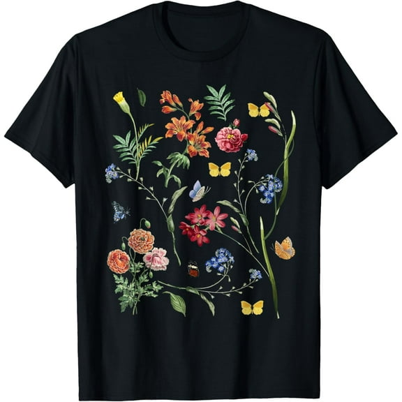 Wild Botanical Flower Cottagecore Gardening Vintage Lover Flower T-shirt