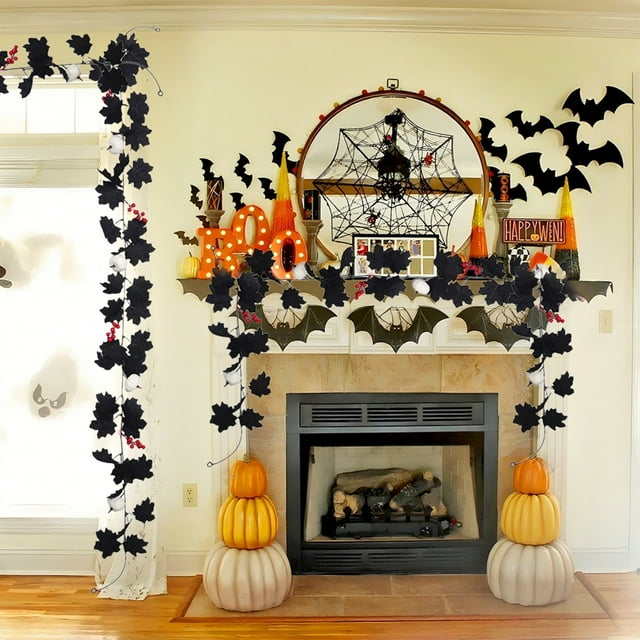 YTCAMLO Décorations Halloween Intérieur Extérieur en Liquidation, Citrouille Rotin Halloween Volant Witch Originalité Étoile Internet Cadeau de Vacances Nouveau Produit Citrouille Feuille d'Érable Rotin, Décorations d'Automne pour la Maison
