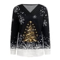 thumbnail image 4 of DHFJKG Women's Santa Loose Fit Pullover V Neck Golden Christmas Tree Printed Sweatshirt Long Sleeve Cozy Tops, 4 of 4