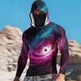 thumbnail image 1 of Ceisia Black Hole Galaxy Print Hooded Top Men's Slim Fit Long Sleeve UV Protective Face Mask Shirt Hot Pink M Gifts, 1 of 5