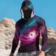 thumbnail image 1 of Ceisia Black Hole Galaxy Print Hooded Top Men's Slim Fit Long Sleeve UV Protective Face Mask Shirt Hot Pink M Gifts, 1 of 5