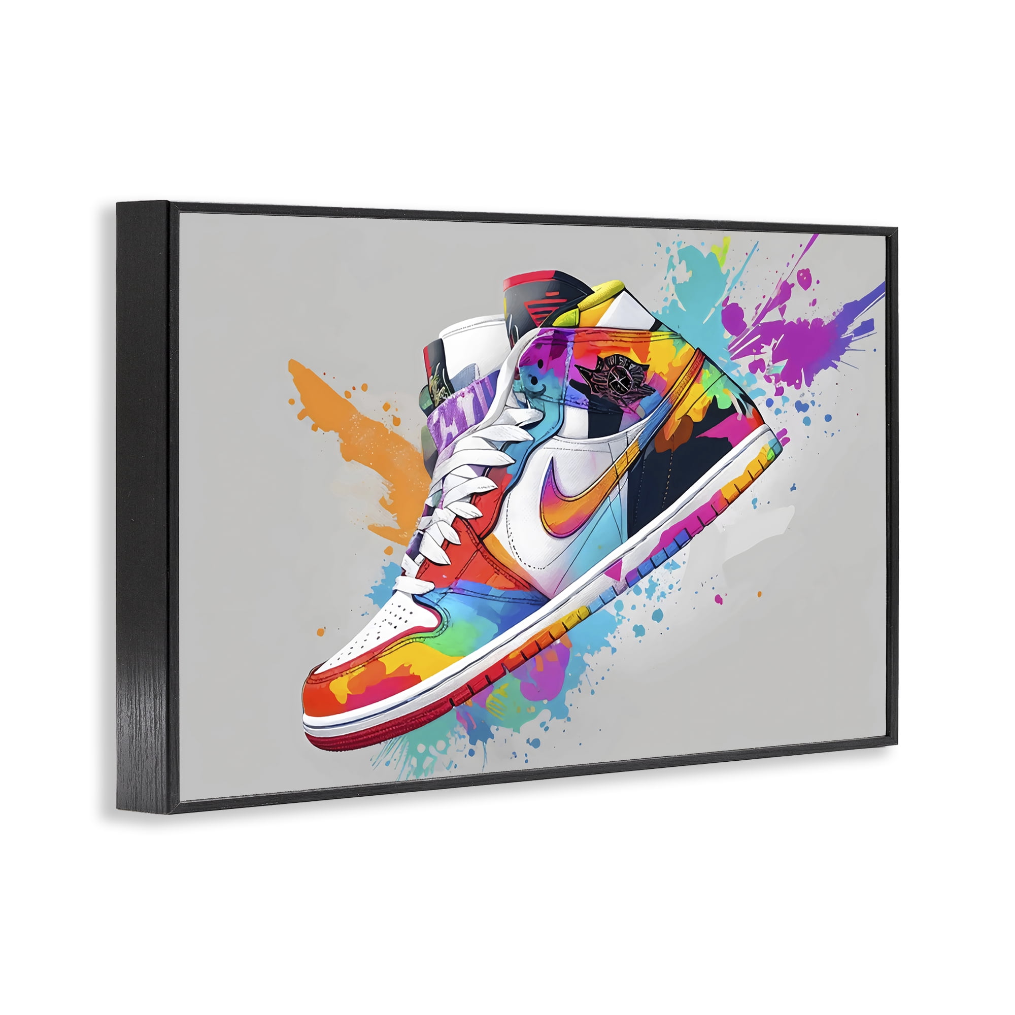 Stupell Industries Hightop Sneaker with Splatter Black Framed Giclee Art, design by Creative Studio