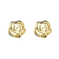 thumbnail image 1 of Precious Stars 14K Yellow Gold Rose Screwback Earring Studs, 1 of 4