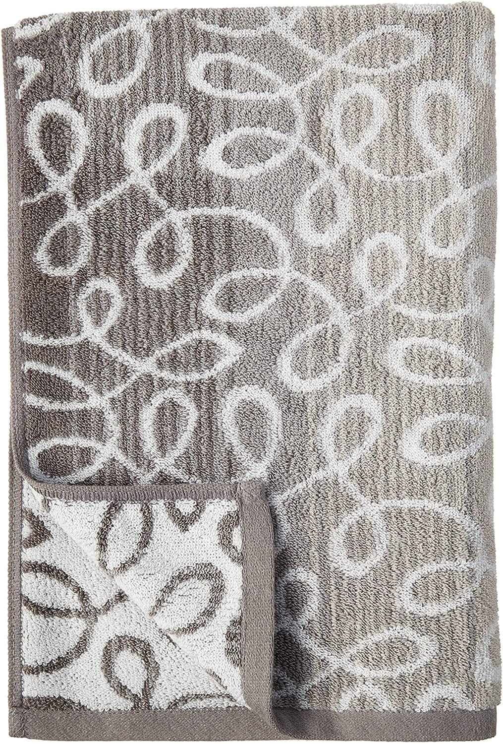 Violet Linen Scroll Pattern, 100% Terry Plush 600 GSM Cotton Super Soft Highly Absorbent Jacquard Fashion Towel for Bathroom, Premium Hotel & Spa Quality, Gray, 20 Inch X 30 Inch, Hand Towels