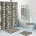 thumbnail image 1 of EREHome Geometric Triangles Hexagon Shapes Stylish Modern Abstract Mosaic 5 Piece Bathroom Set Shower Curtain Bath Towel Bath Rug Contour Mat and Toilet Lid Cover, 1 of 2