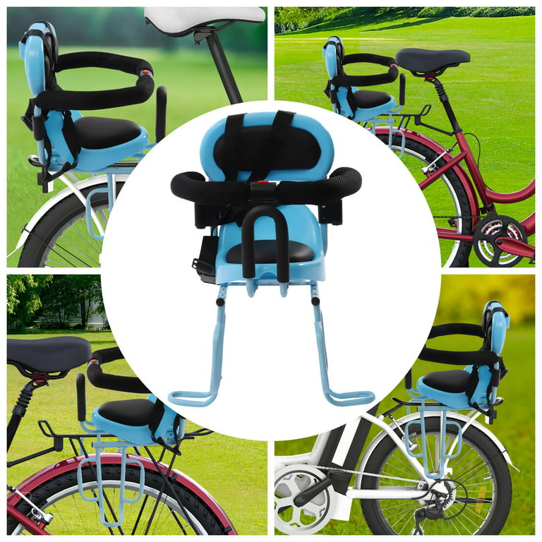 Miumaeov Bicycle Rear Seat for Child Back Mounted Kids Carrier Bicycle Seat  Rear Frame Mounted Baby Bike Seats Kids Safety Blue