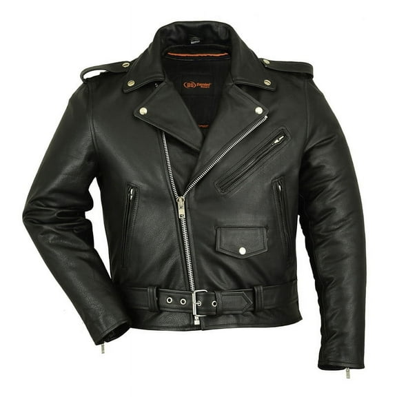 Daniel Smart XS to 12XL Motorcycle Leather Jacket for Men with Plain Sides Design Classic Leather Jacket