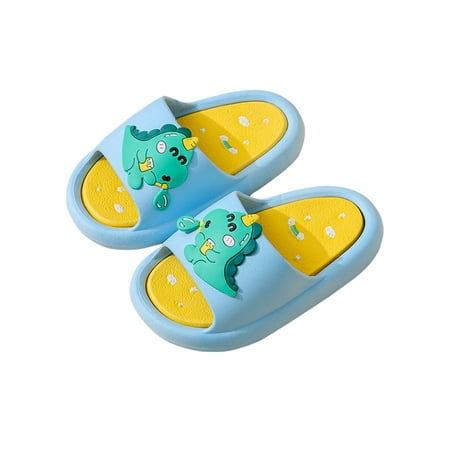 

Wazshop Kids Flat Sandals Open Toe Flats Memory Foam Footbeds Flexible Slip On Casual Shoes Children Slippers Cute Comfort Dinosaur 13c- 1Y