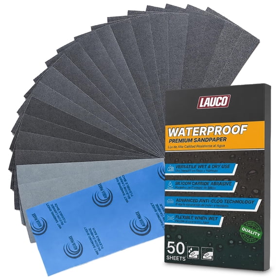 Aqua Maxx Wet Dry Sandpaper Sheets 1500 Grit, 50 Pack Waterproof Silicon Carbide Abrasive Paper, 9 x 5.5 Inch Fine Finishing Sanding Sheets for Automotive Paint Correction, Detailing, Metal