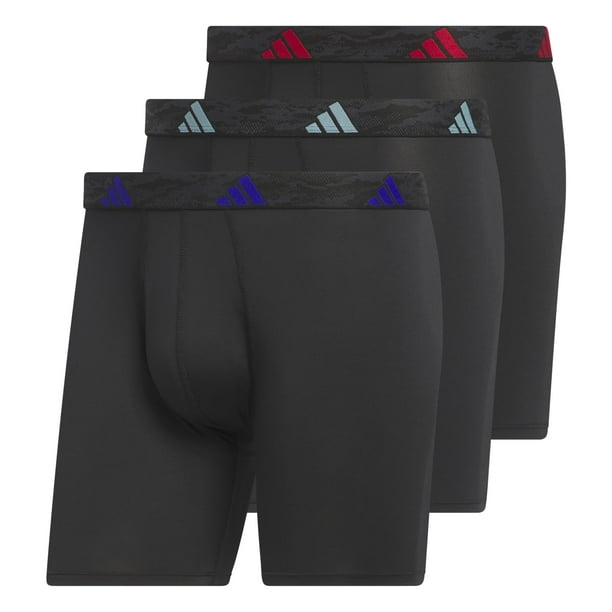 Calzoncillo bóxer adidas para hombre, paquete de 3 unidades, microfibra, negro/azul/rojo