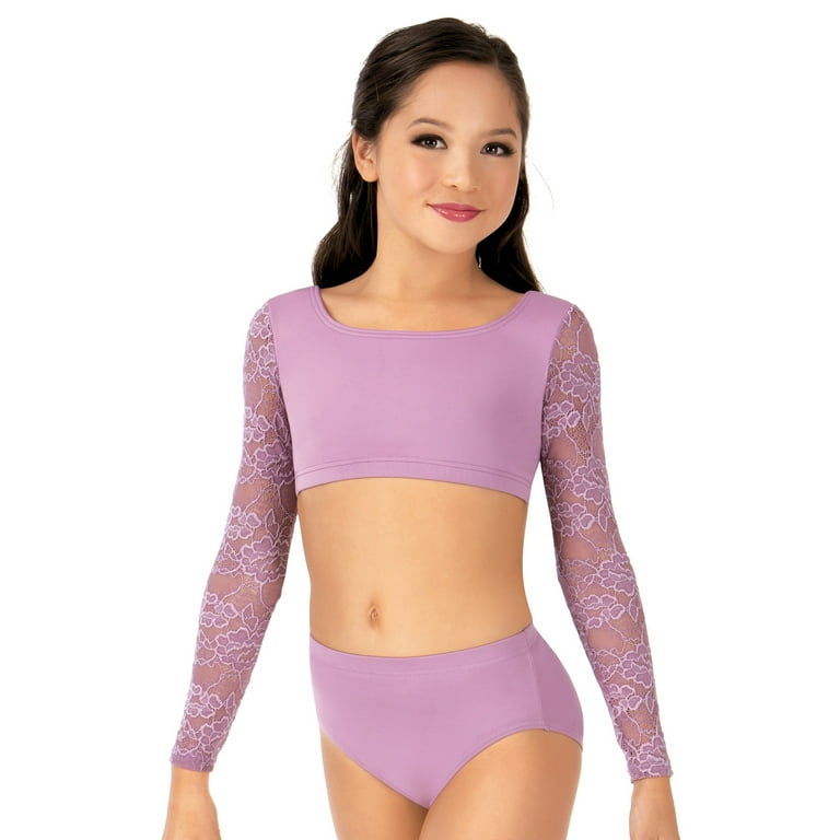 Child Lace Long Sleeve Dance Crop Top Walmart