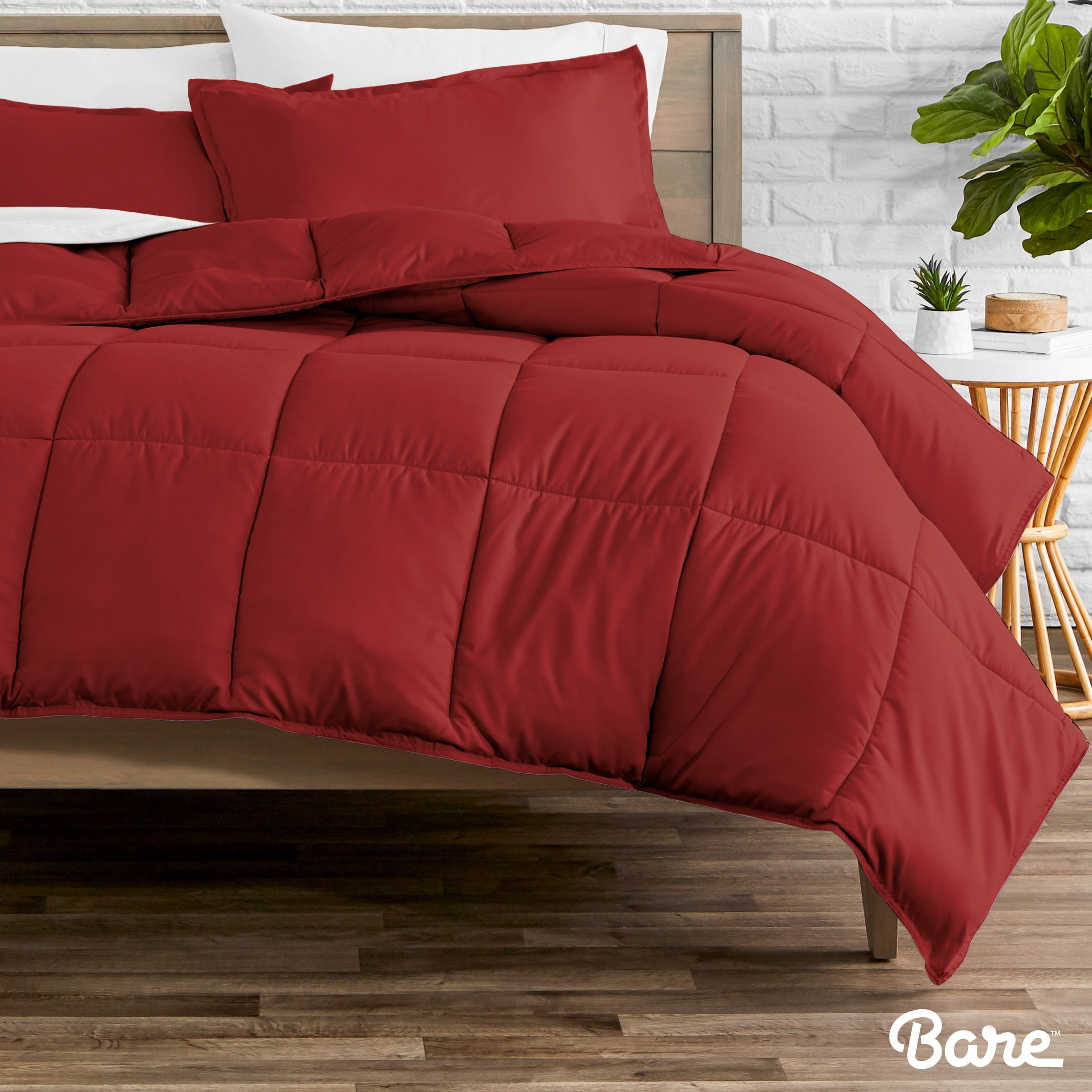 Bare Home Hypoallergenic All Season Down Alternative Comforter Set Red