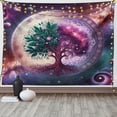 thumbnail image 2 of Ambesonne Purple Tapestry Wall Hanging, Galaxy Tree of Life Universe, 60"x40", Teal Plum and Lavender, 2 of 4