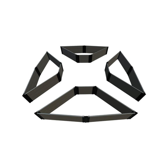 Frame It All TOOL-FREE WEATHERED WOOD 12' x 12' x 16.5" 'ELIZABETHAN GARDEN' RAISED GARDEN BED (4-SIDED TRIANGLE)