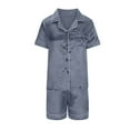 thumbnail image 4 of cfhntfmh Satin Pajamas Set for Women Button down Matching Pj Outfits Short Sleeve Top with Shorts Silk Loungewear, 4 of 6