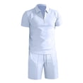 thumbnail image 3 of Short Sets for Men Summer Casual Short Sleeve Quarter Zip Polo Shirt and Shorts 2 Piece Matching Set Tracksuit, 3 of 5