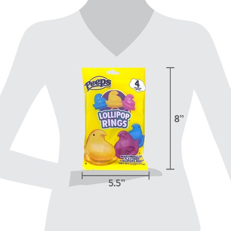 FLIX CANDY EASTER PEEPS LOLLIPOP RINGS, 4 COUNT, MARSHMALLOW, PARTY FAVORS, 1.41OZ