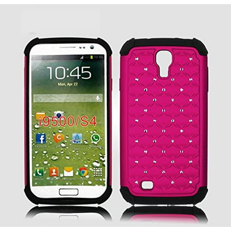 Galaxy S4 Case Pink Hybrid Luxurious Sparkly Studded Bling Diamond Hybrid Case Cover For Galaxy S4 - Pink, Designed by RawX By RawX from USA ()