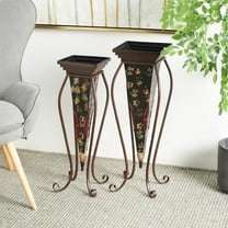 Metal Indoor Outdoor Planter Large Planter Pot with Scroll Stand, Set of 2 Planters 30", 28"H, Brown