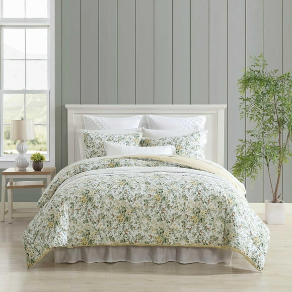 Juego de Edredón Laura Ashley Country Meadow Gold para Cama Full/Queen de Algodón