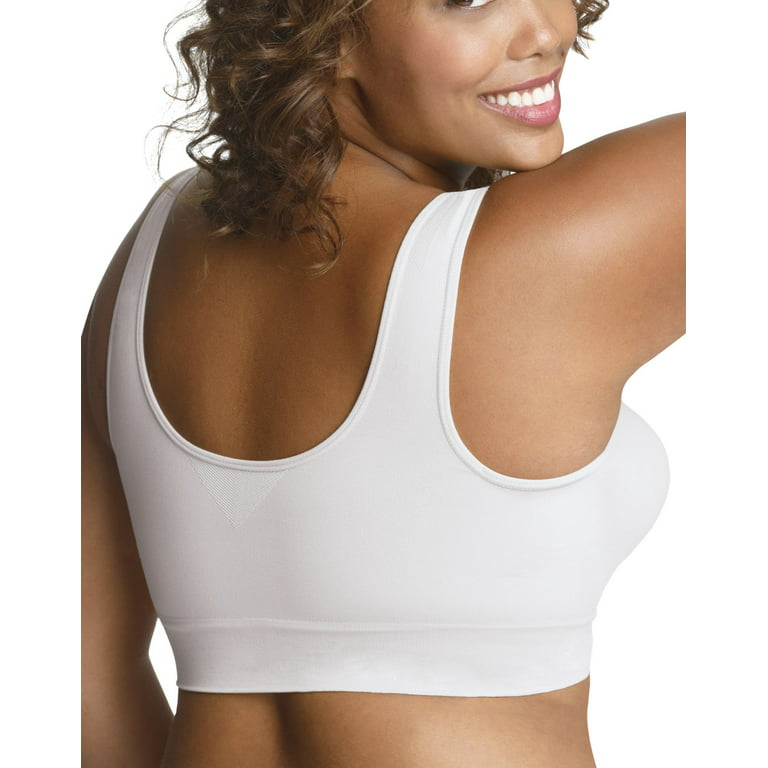 Hanes Just My Size Women's Pure Comfort Seamless Bralette (Plus ) White 1X  