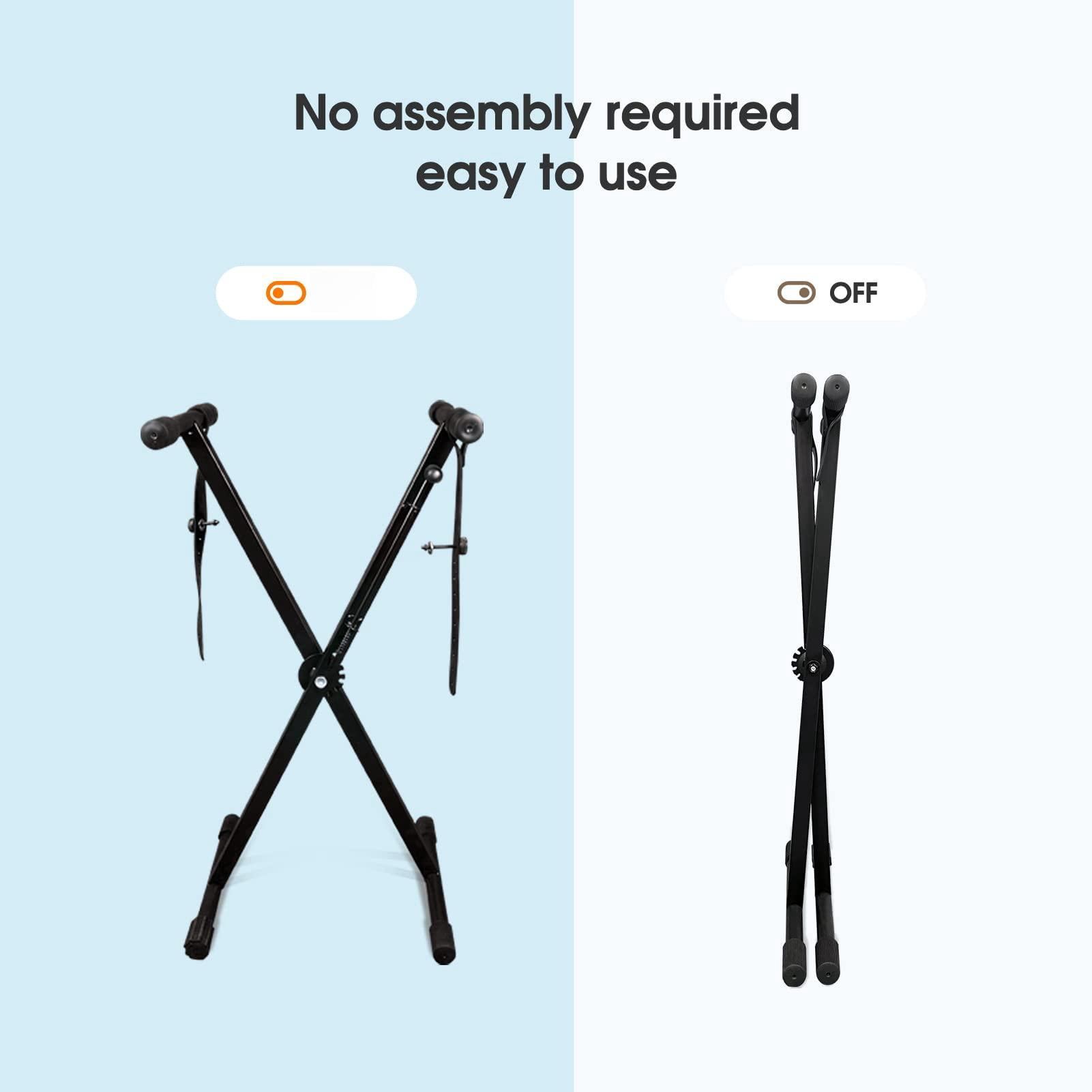 Single-x Keyboard Stand  Pre-assembled X-style With Locking Straps & Quick Release Mechanism Adjustable Piano