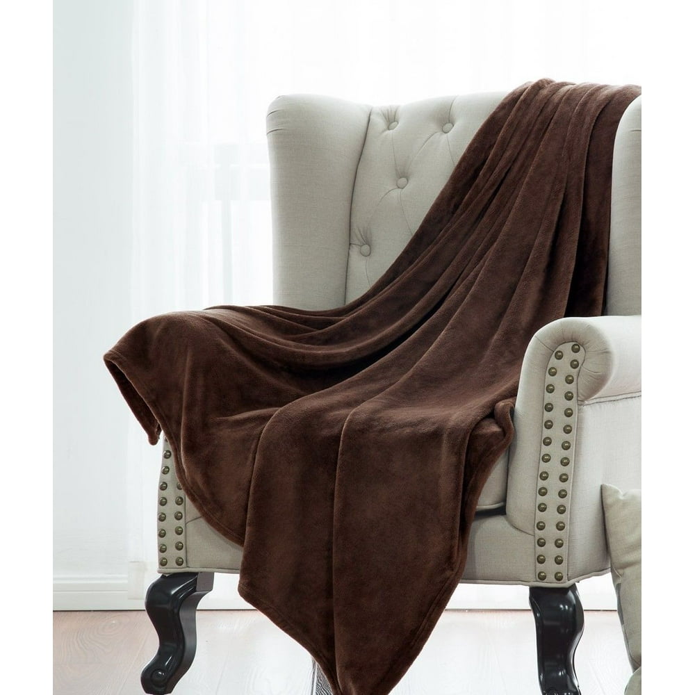 Microlight Plush Solid Fleece Throw Blanket, Brown, 50" x 60" Walmart