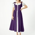 thumbnail image 5 of Hvyesh Renaissance Costume Women Medieval Dress Halloween Party Outfit Ren Fair Gown Short Sleeve Vintage Costume, 5 of 7
