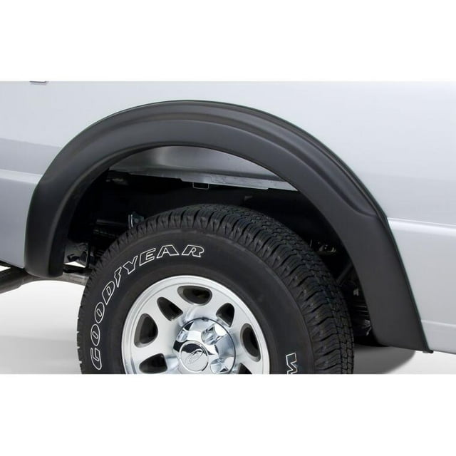Fits 1993-2011 Ford Ranger Bushwacker Fender Flare 21912-02 OE Style; 3/4 Inch Tire Coverage; Matte Black; Dura-Flex 2000 ABS Smooth Plastic; Front 4-1/4 Inch/Rear 4-1/2 Inch Flare Height; Set Of 4