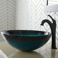 thumbnail image 3 of KRAUS 17-inch Green Glass Nature Series Bathroom Vessel Sink and Matte Black Arlo Faucet Combo Set with Pop-Up Drain, 3 of 9