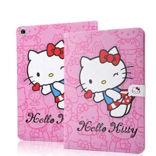 Y2K Hello Kitty Sanrios Pu Ipad Case for Ipad Pro9.7 2017 2018 Mini12345 All Inclusive Cover Anti-Fall Student Girlfriend Gift FGS