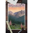 thumbnail image 2 of Glacier National Park, Montana, Bear and Spring Flowers, Mountains (12x18 Wall Art Poster, Room Decor), 2 of 3