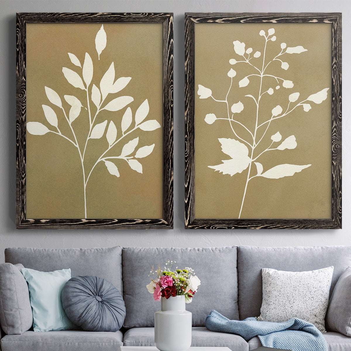 Honey Botanical I - Premium Framed Canvas 2 Piece Set - Ready to Hang
