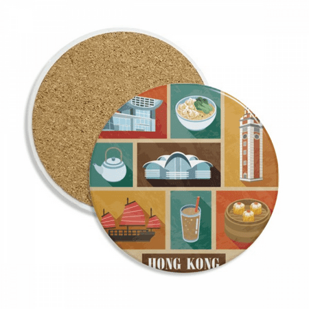 

Hong Kong Local Food And Place Coaster Cup Mug Tabletop Protection Absorbent Stone