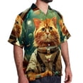 thumbnail image 2 of Retro Cat Men's Short Sleeve Beach Shirts Hawaiian Button Down Casual Summer Printed Unisex Top, 2 of 6