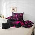 thumbnail image 4 of Erosebridal Gradient Checkered Bedding Sets Twin Size,Buffalo Stereoscopic Comforter Sets with Sheets,Geometry Decor,Reversible,7pcs, 4 of 5