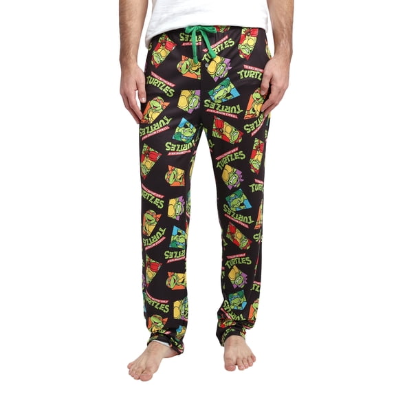 Teenage Mutant Ninja Turtles Character Squares Men's Black Sleep Pajama Pants-Small